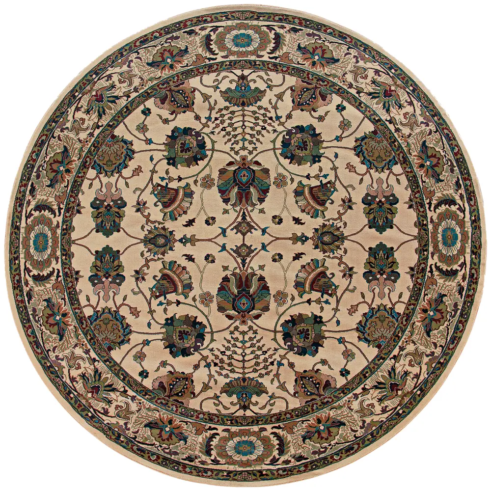 Ariana 431O3 Ivory/ Red Indoor Area Rug - 8' Round