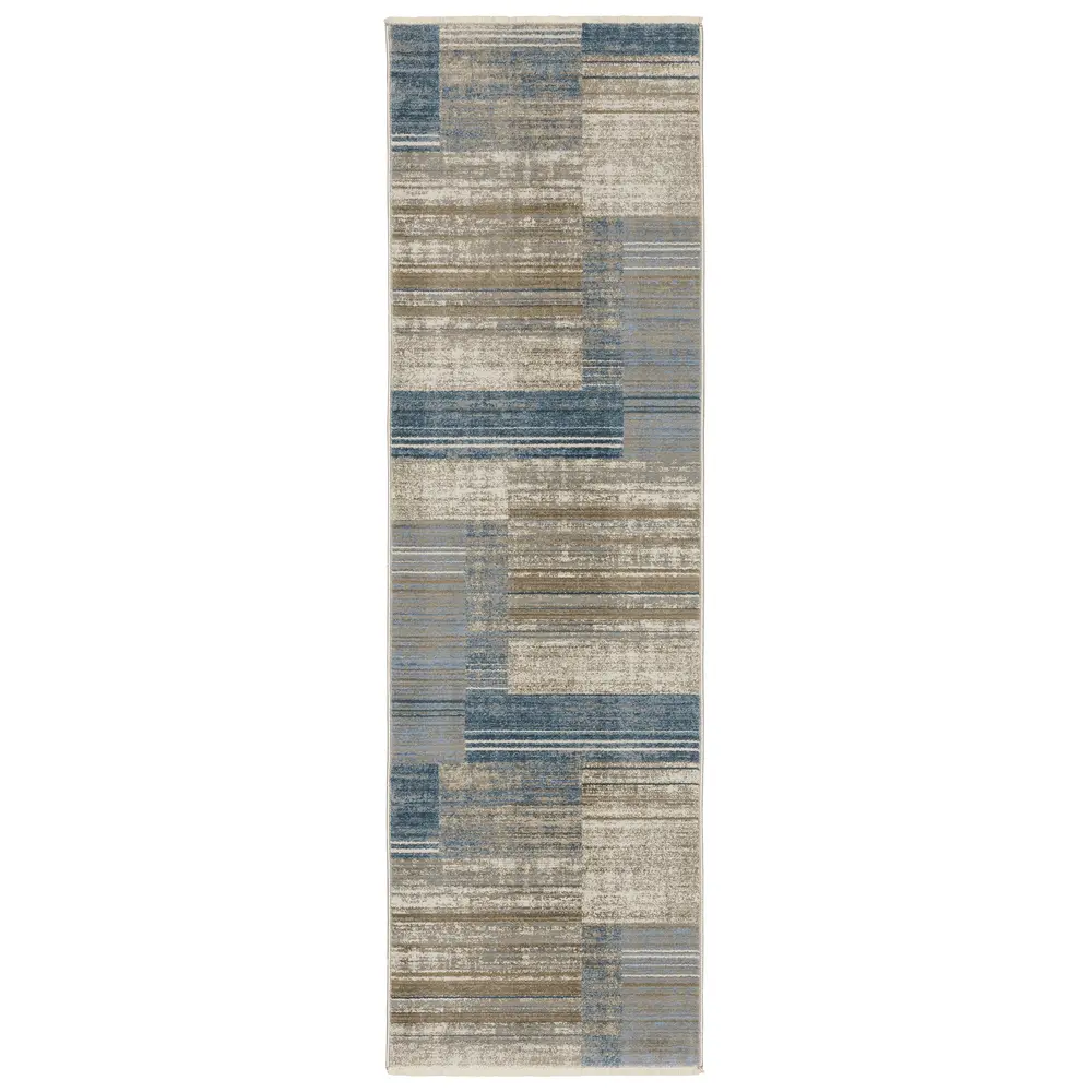 Bauer 090B2 Blue/ Beige Indoor Area Rug - 2'3