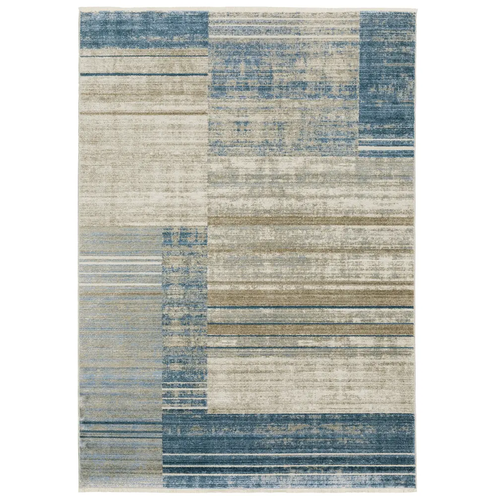 Bauer 090B2 Blue/ Beige Indoor Area Rug - 6'7