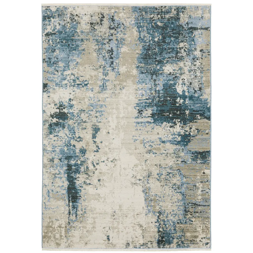 Bauer 041L2 Blue/ Beige Indoor Area Rug - 7'10