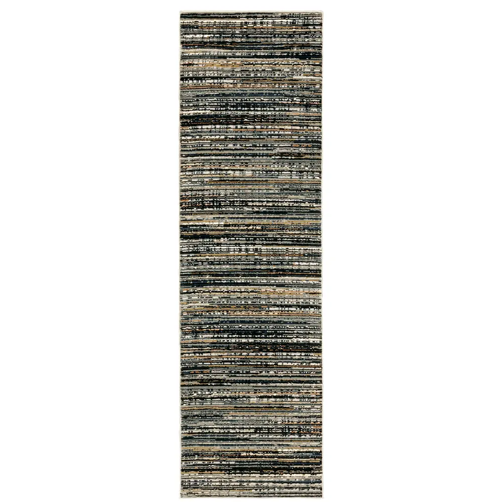 Bowen 1332H Black/ Navy Indoor Area Rug - 2'3