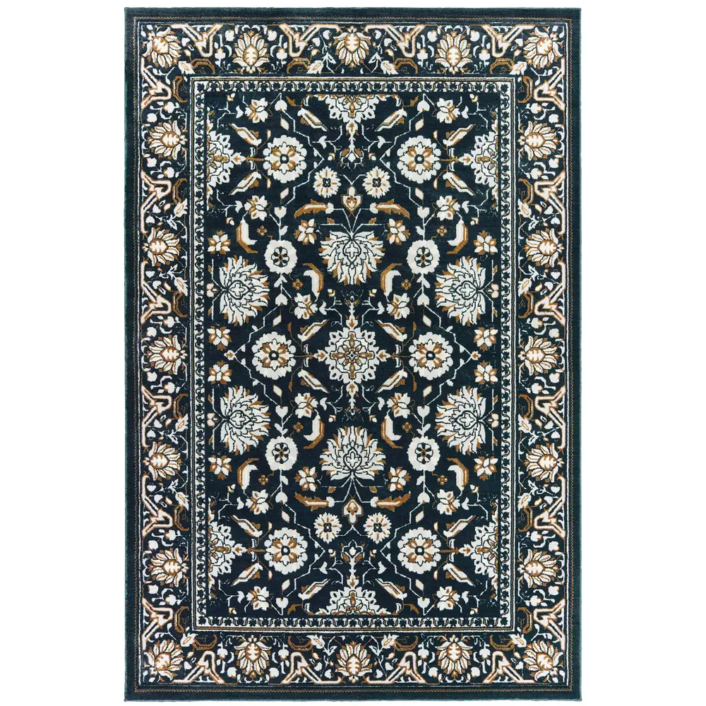 Bowen 534L2 Navy/ Gold Indoor Area Rug - 5'3