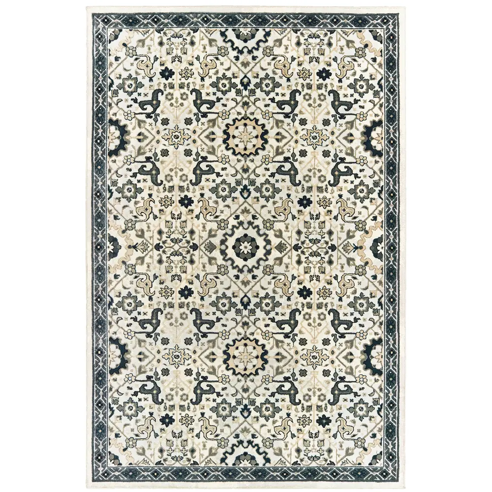 Bowen 073J2 Ivory/ Navy Indoor Area Rug - 3'10