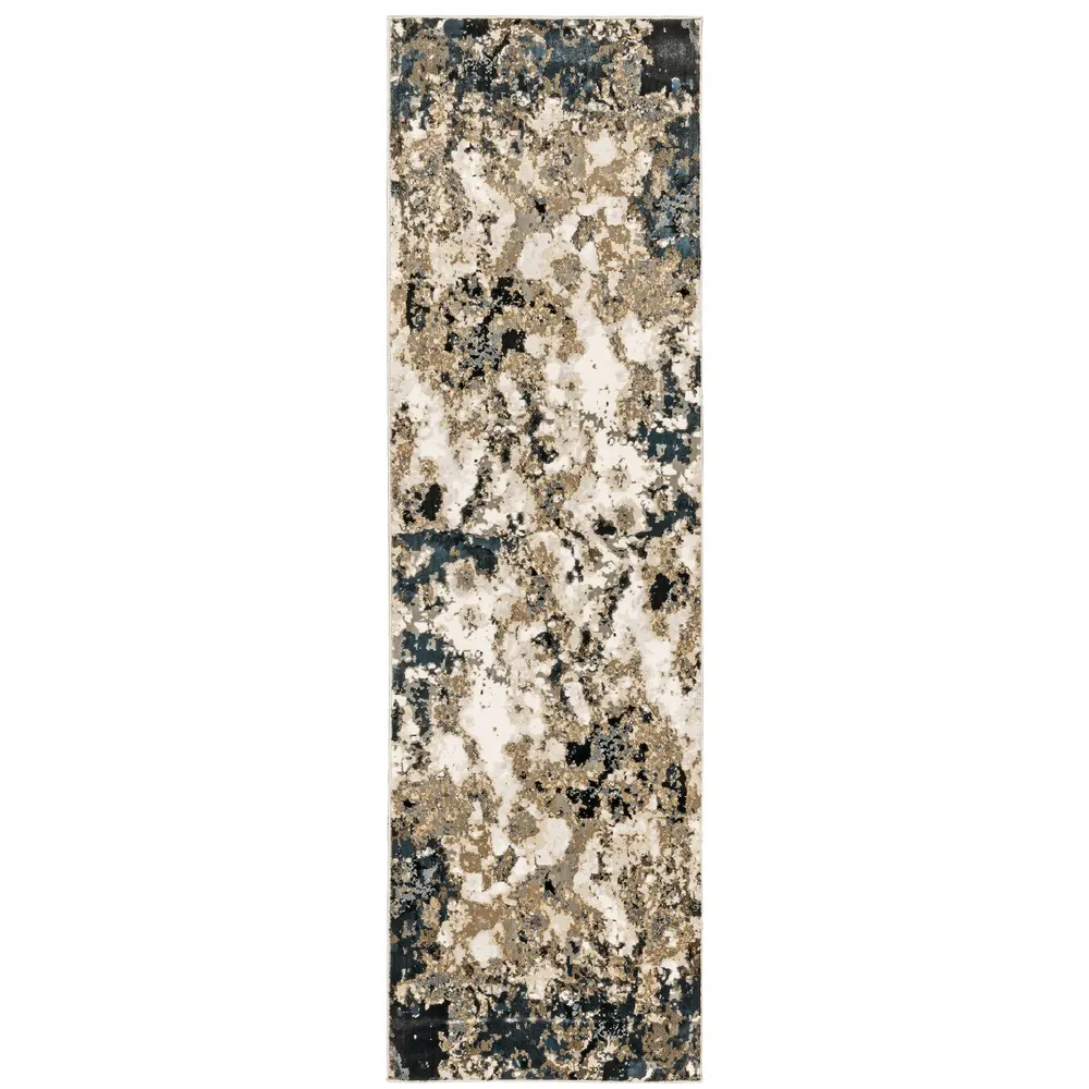 Bowen 1808Q Navy/ Gold Indoor Area Rug - 2'3