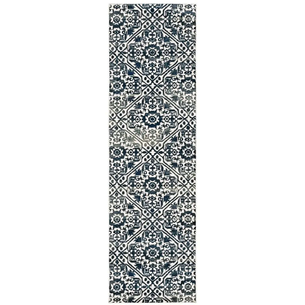 Bowen 5506E Navy/ Ivory Indoor Area Rug - 2'3