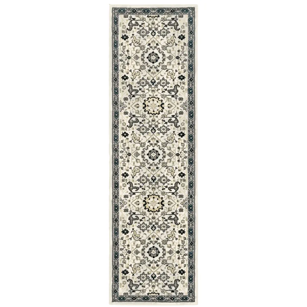 Bowen 073J2 Ivory/ Navy Indoor Area Rug - 2'3