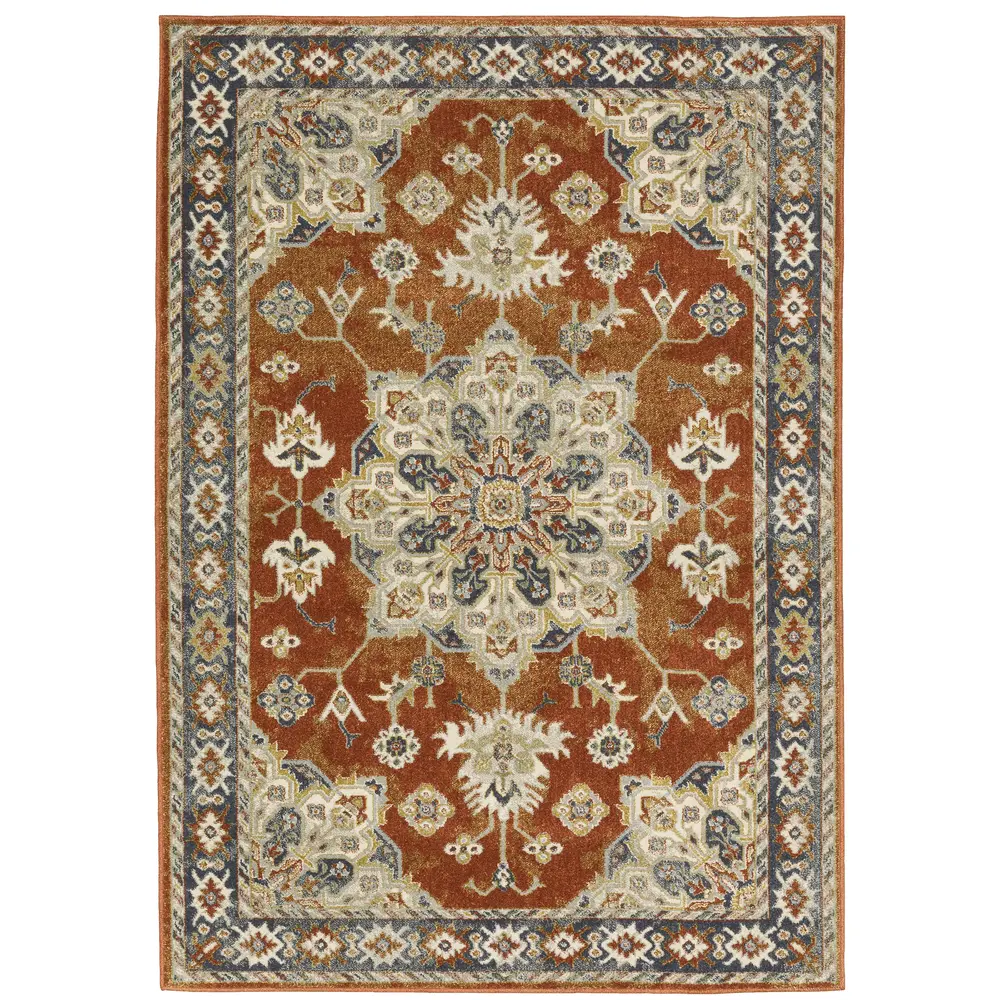 Branson BR04A Rust/ Beige Indoor Area Rug - 6'7