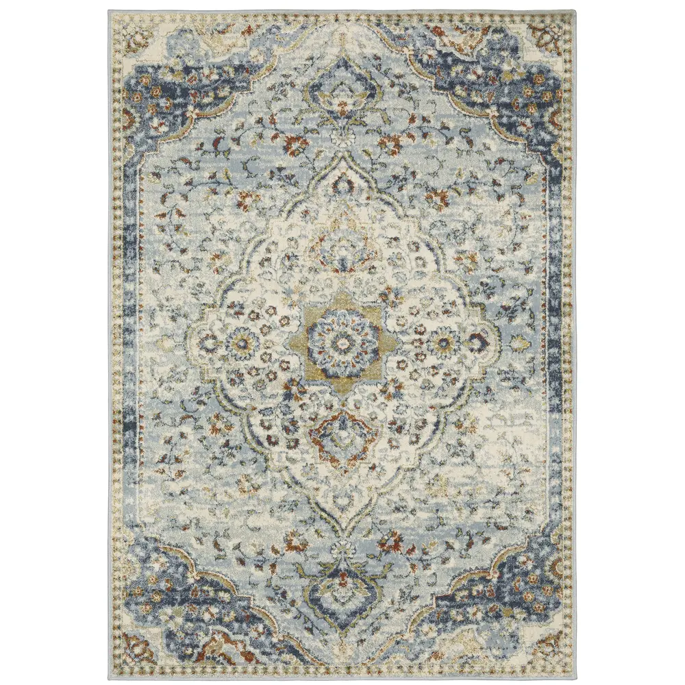 Branson BR01A Blue/ Multi Indoor Area Rug - 5'3