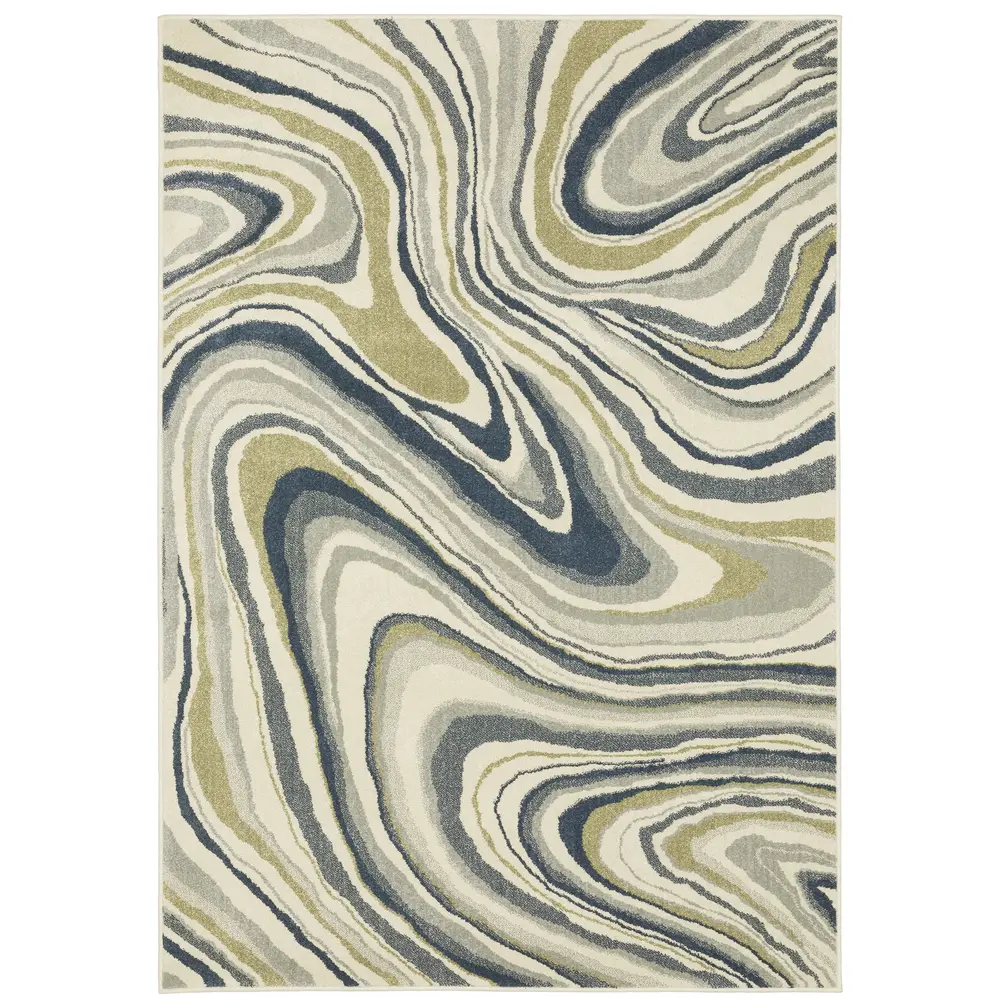 Branson BR07A Ivory/ Teal Indoor Area Rug - 7'10
