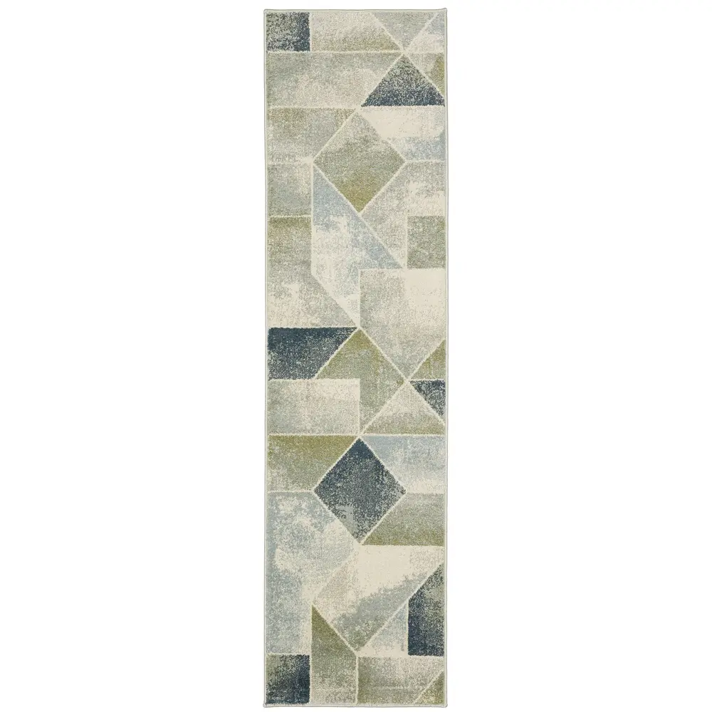 Branson BR10A Blue/ Green Indoor Area Rug - 1'10