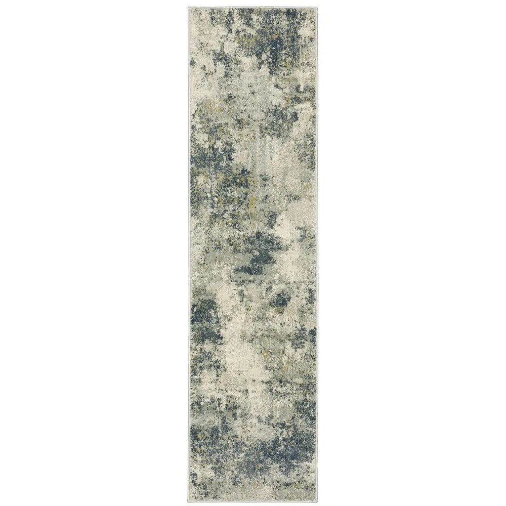 Branson BR12A Beige/ Teal Indoor Area Rug - 1'10