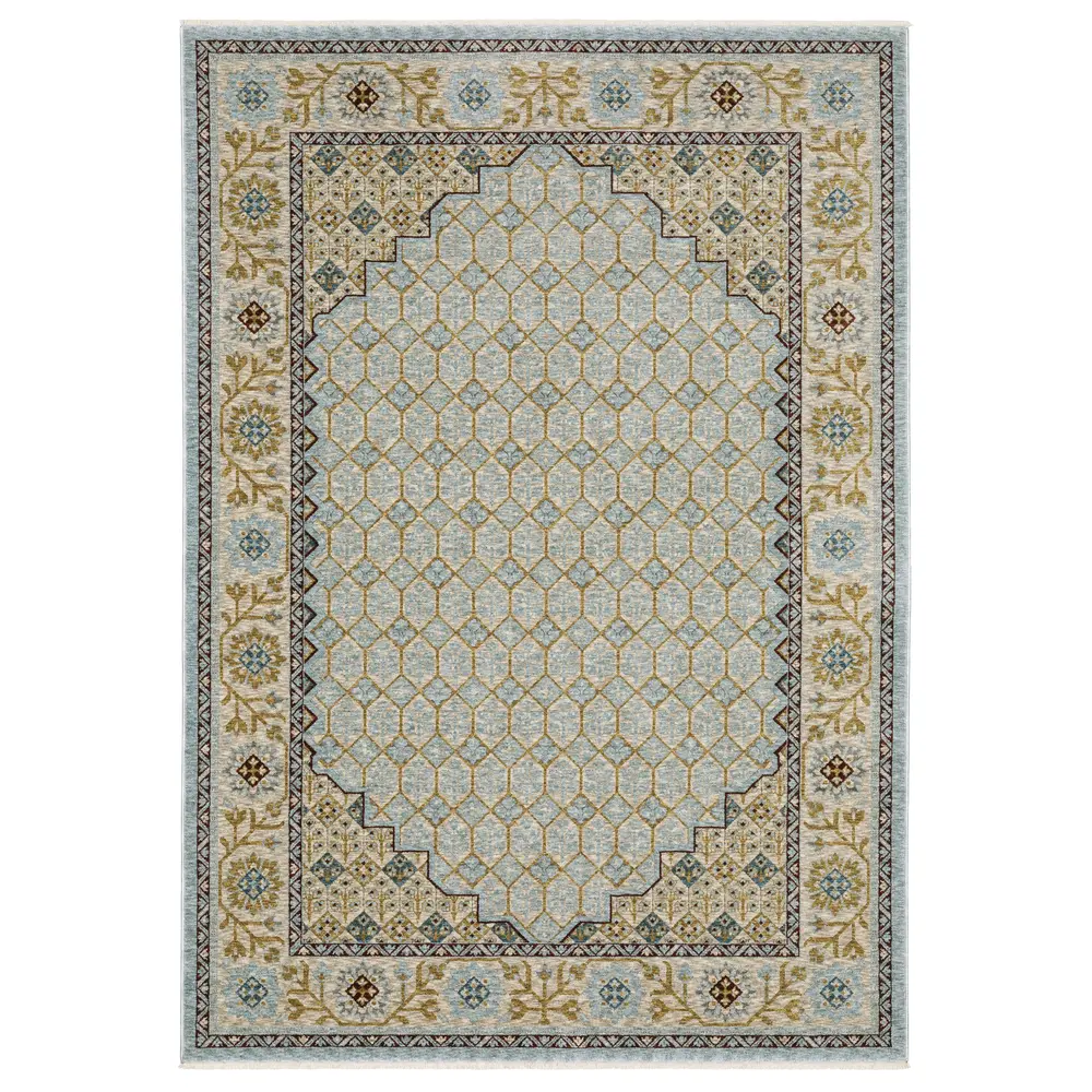 Capella CAP02 Pale Blue/ Gold Indoor Area Rug - 3'3