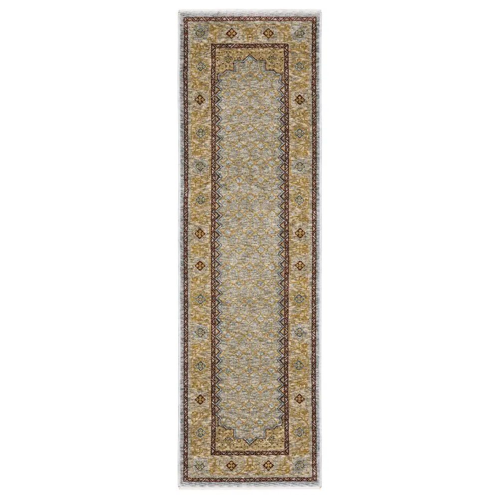Capella CAP02 Pale Blue/ Gold Indoor Area Rug - 2'3
