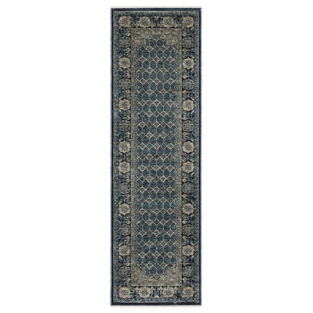 Capella CAP03 Deep Blue/ Ivory Indoor Area Rug - 2'3