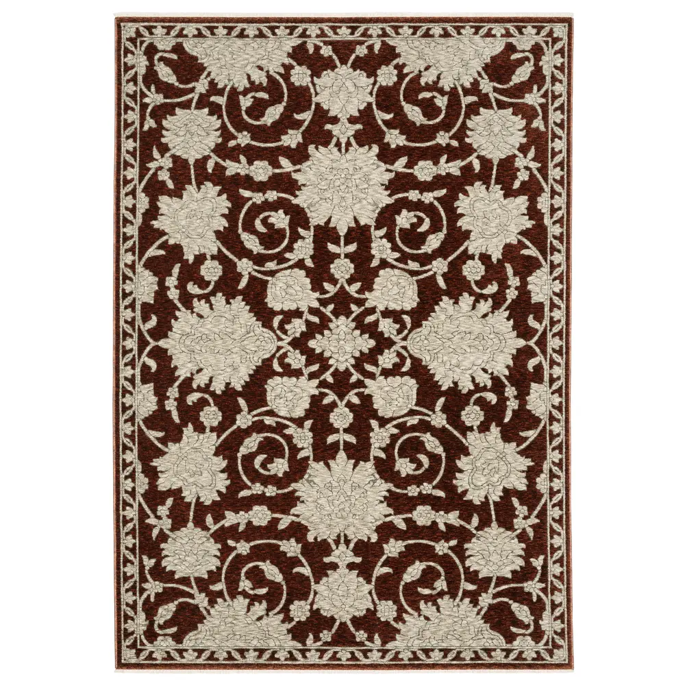 Capella CAP08 Rust Red/ Beige Indoor Area Rug - 6'7