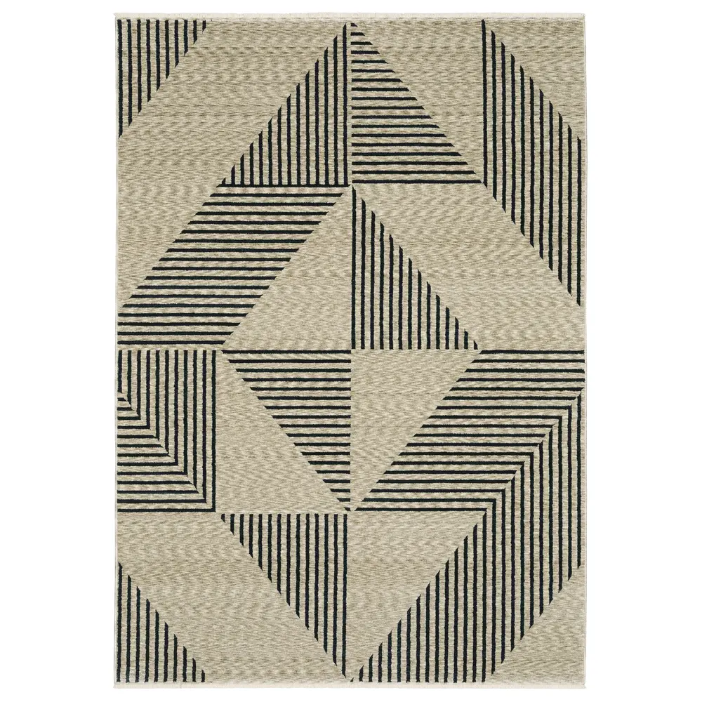 Capella CAP04 Beige/ Deep Navy Indoor Area Rug - 6'7