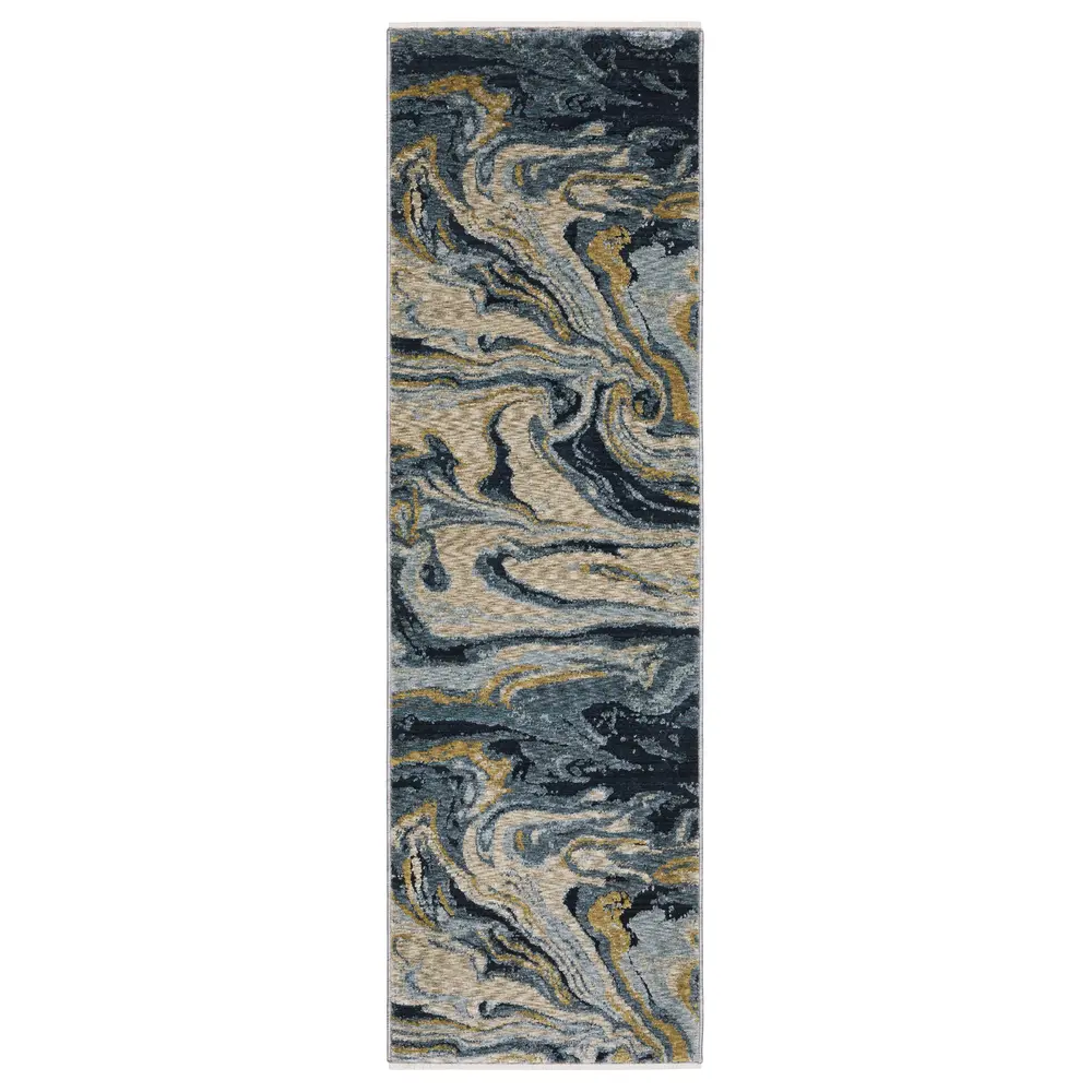 Capella CAP10 Navy Blue/ Teal Indoor Area Rug - 2'3