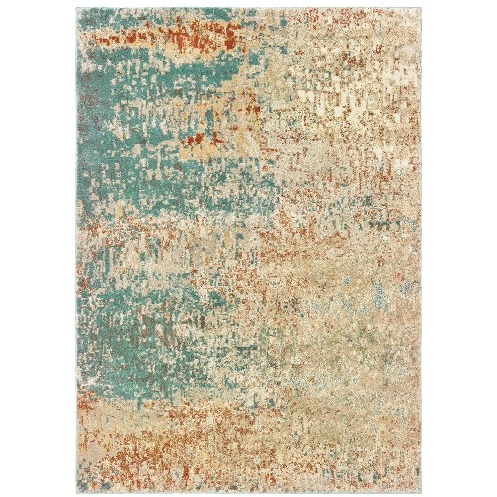 Carson 9654B Blue/ Orange Indoor Area Rug - 6'7