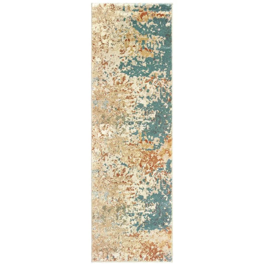 Carson 9654B Blue/ Orange Indoor Area Rug - 2'3