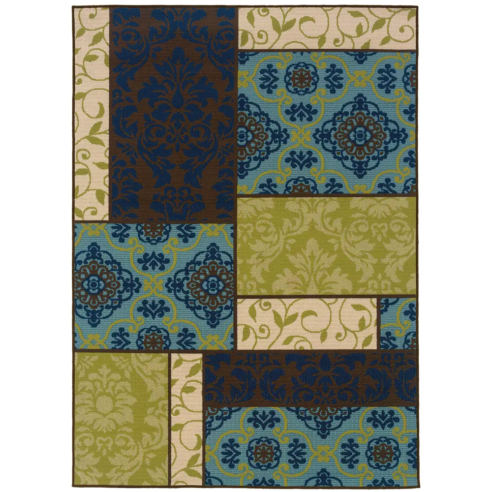 Caspian 3066V Brown/ Blue Indoor/Outdoor Area Rug - 8'6