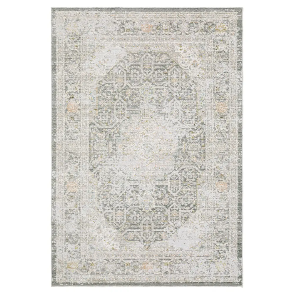 Cavett CAV02 Grey/ Orange Indoor Area Rug - 5'3