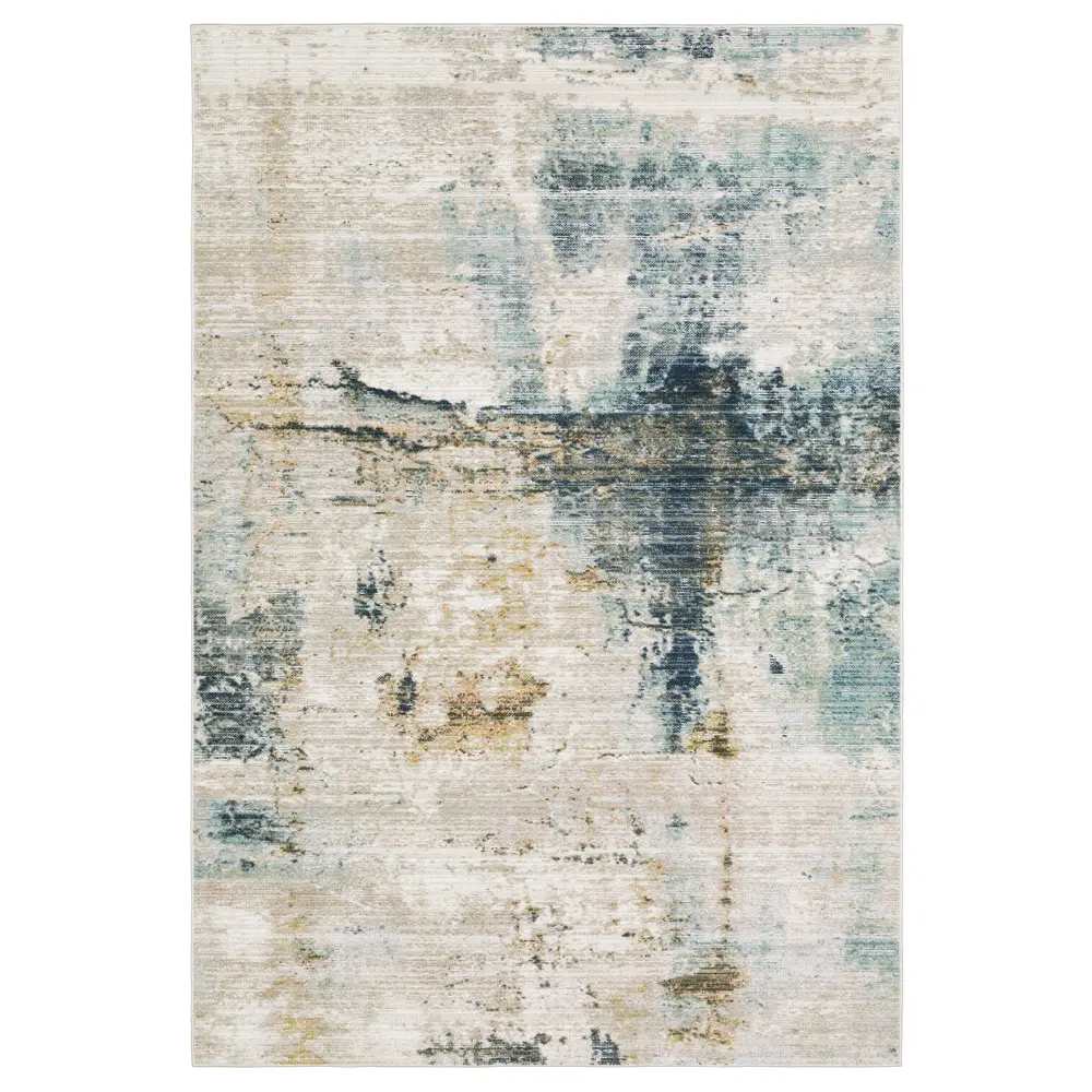 Cavett CAV03 Ivory/ Blue Indoor Area Rug - 6'7