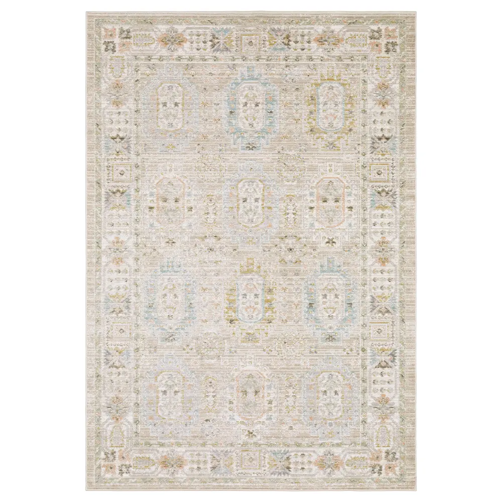 Cavett CAV04 Beige/ Blue Indoor Area Rug - 5'3