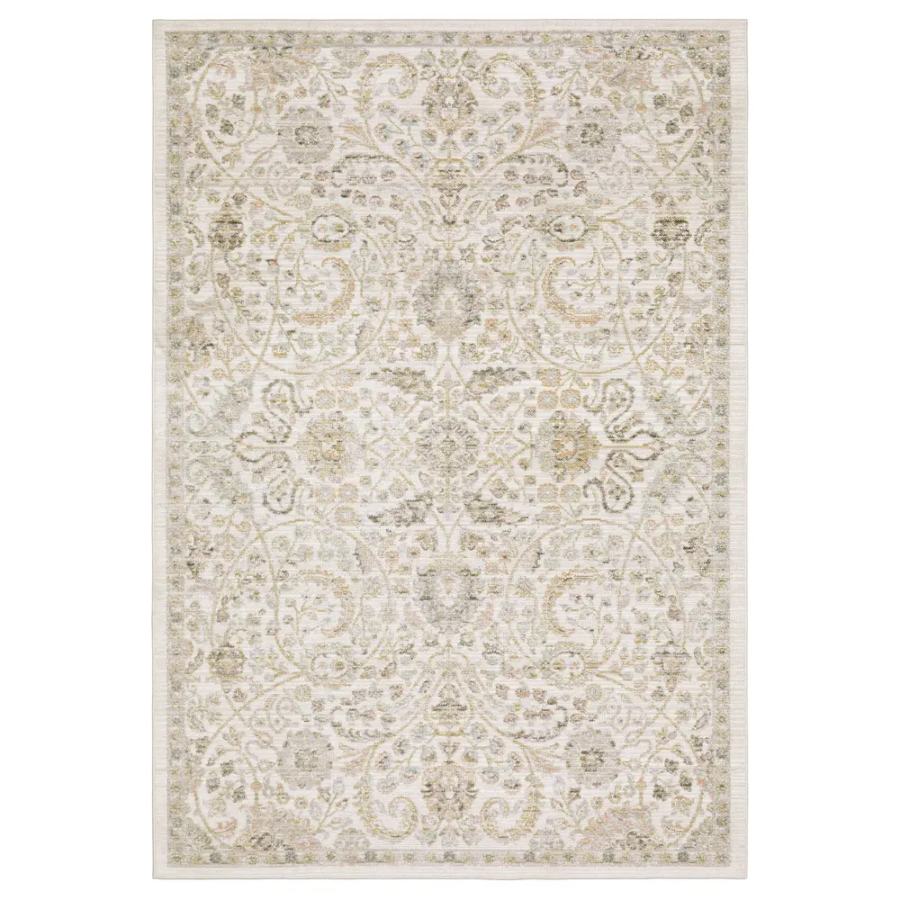 Cavett CAV05 Ivory/ Gold Indoor Area Rug - 5'3