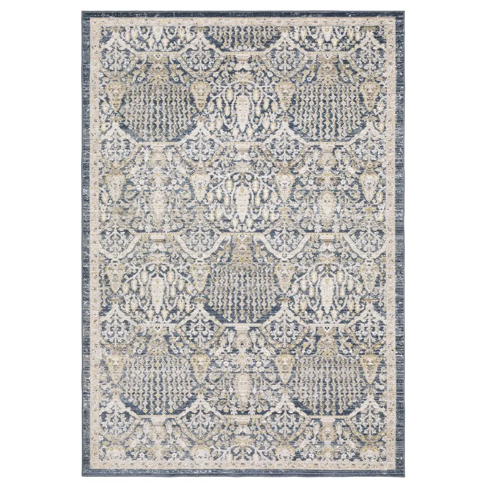 Cavett CAV06 Navy/ Gold Indoor Area Rug - 5'3