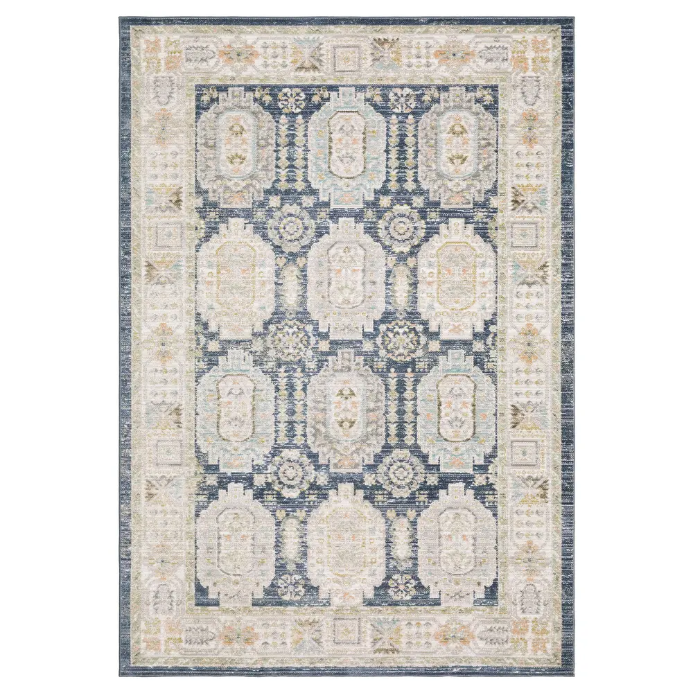 Cavett CAV07 Navy/ Ivory Indoor Area Rug - 5'3