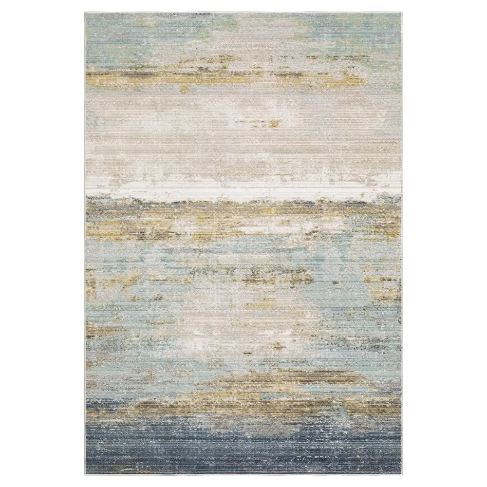 Cavett CAV09 Blue/ Beige Indoor Area Rug - 9'10