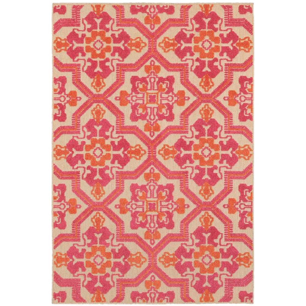 Cayman 2541V Sand/ Pink Indoor/Outdoor Area Rug - 9'10