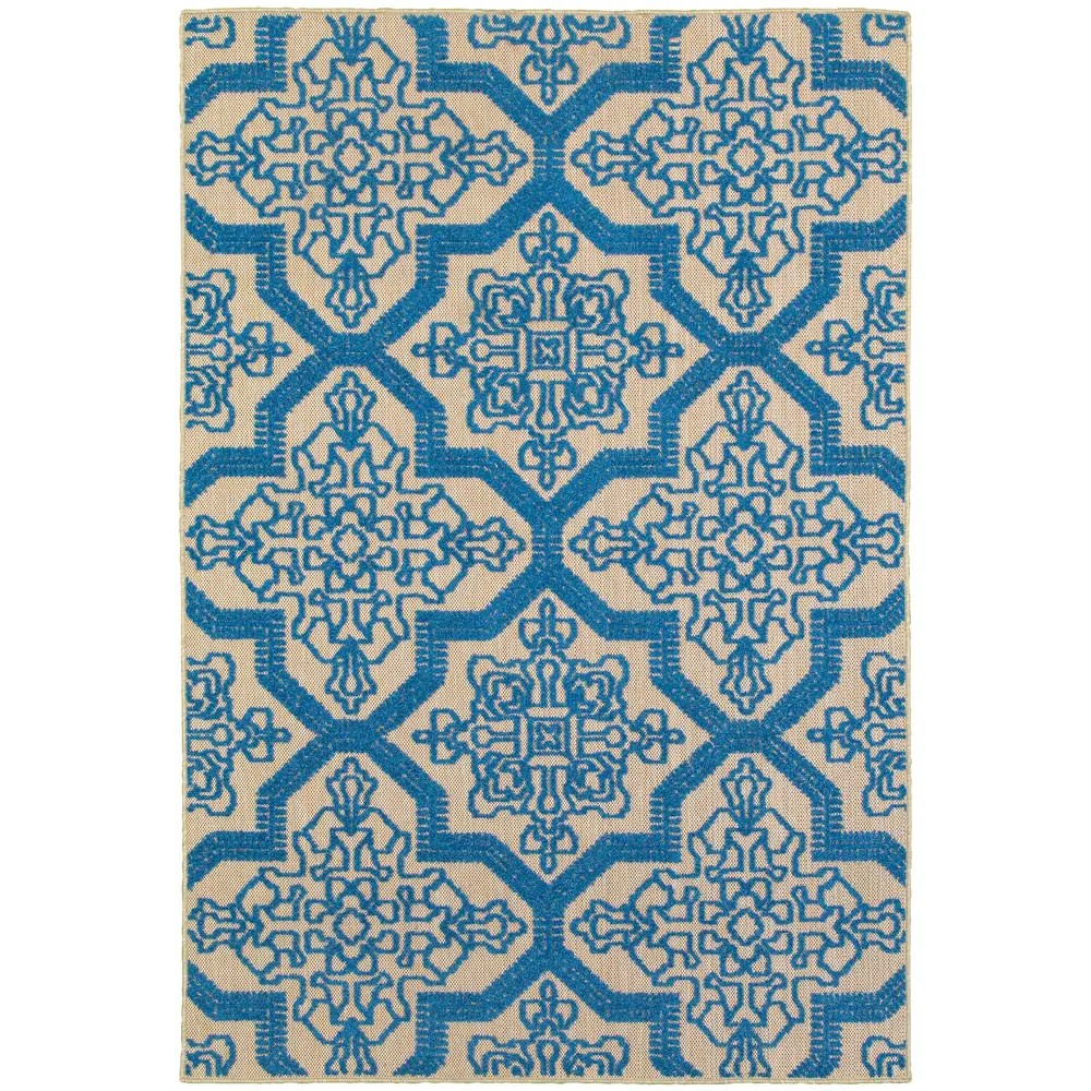 Cayman 2541M Sand/ Blue Indoor/Outdoor Area Rug - 3'10