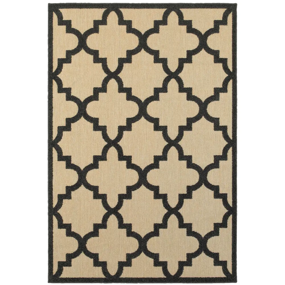 Cayman 660N9 Sand/ Charcoal Indoor/Outdoor Area Rug - 1'10
