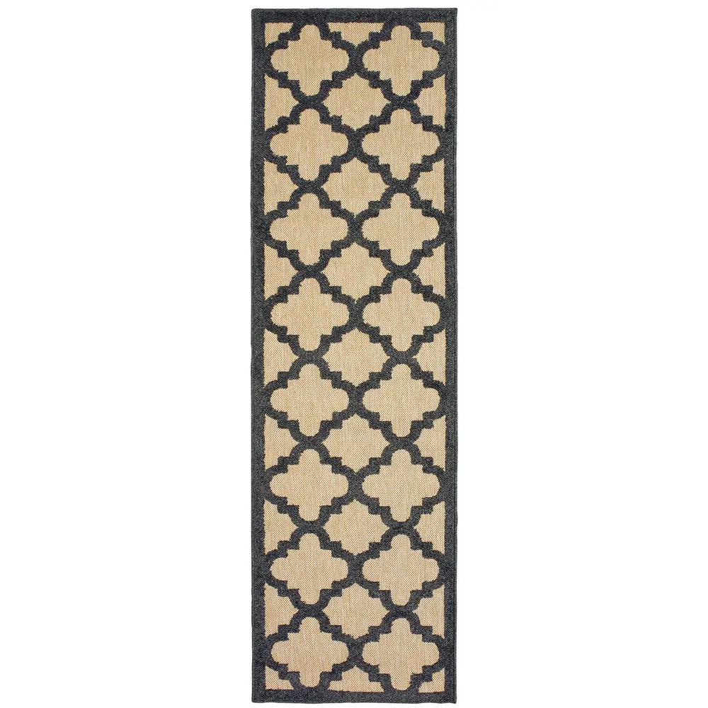 Cayman 660N9 Sand/ Charcoal Indoor/Outdoor Area Rug - 2'3