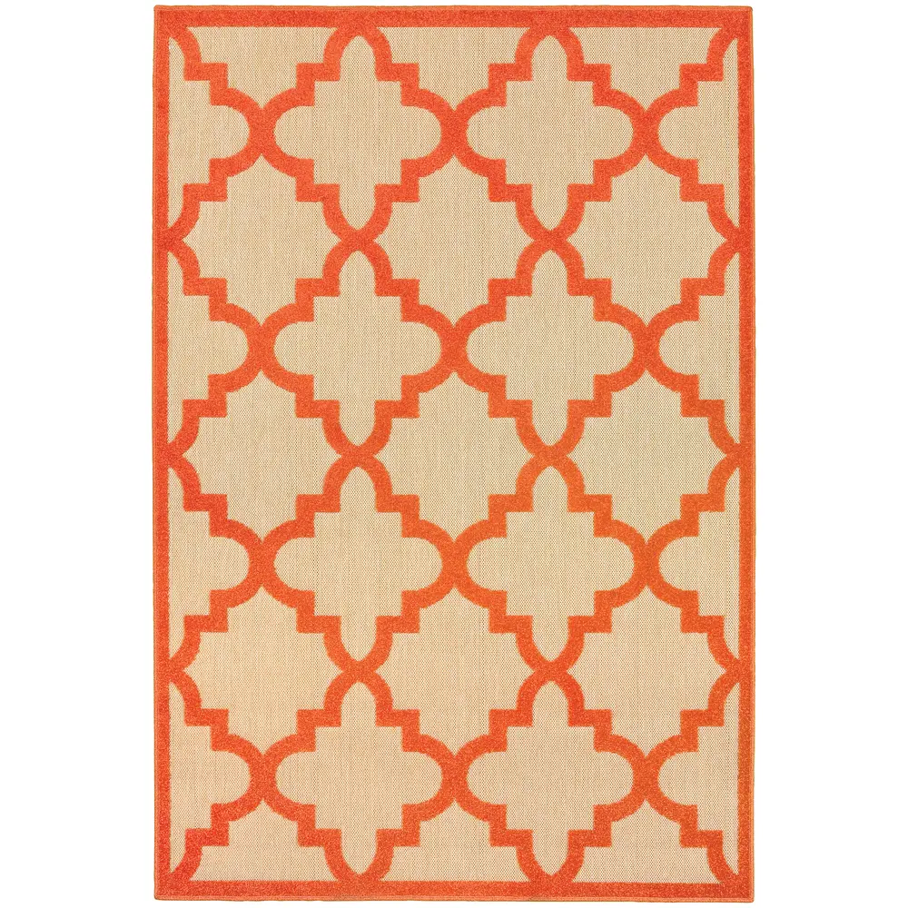 Cayman 660O9 Sand/ Orange Indoor/Outdoor Area Rug - 1'10