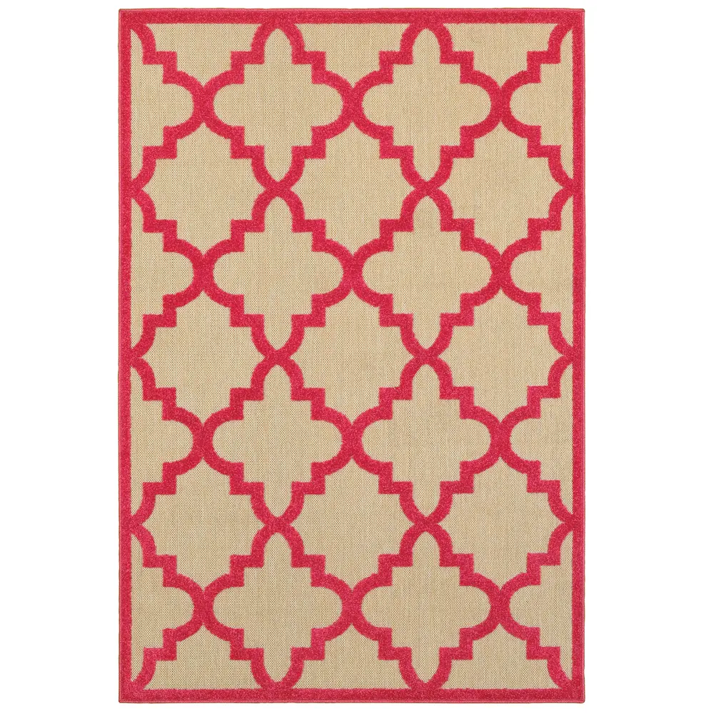Cayman 660P9 Sand/ Pink Indoor/Outdoor Area Rug - 3'10