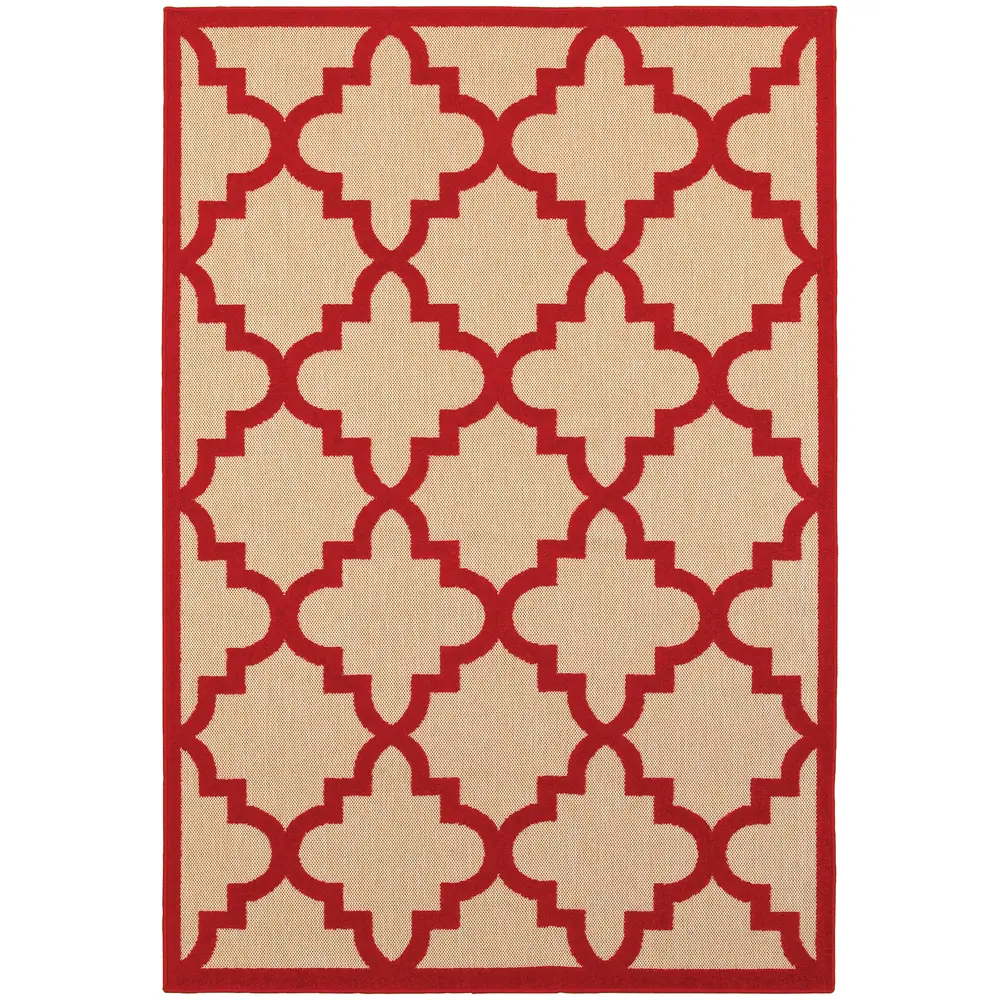 Cayman 660R9 Sand/ Red Indoor/Outdoor Area Rug - 1'10