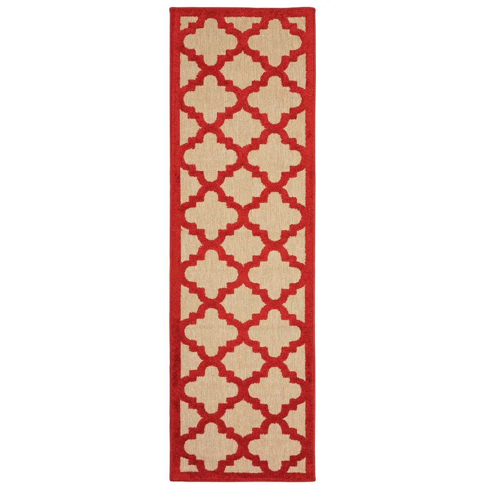 Cayman 660R9 Sand/ Red Indoor/Outdoor Area Rug - 2'3