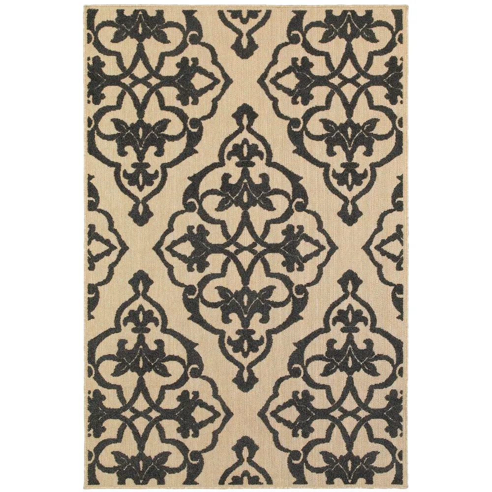 Cayman 001B9 Sand/ Charcoal Indoor/Outdoor Area Rug - 6'7