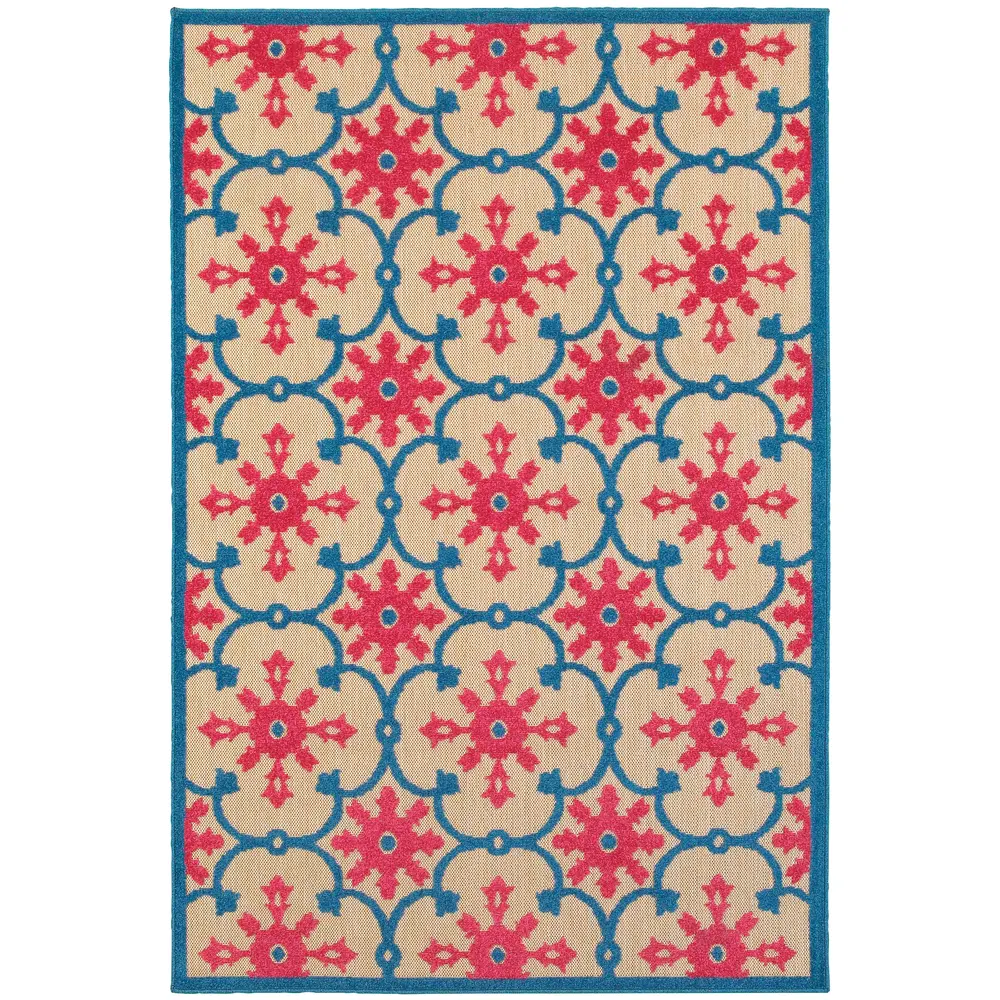 Cayman 190L9 Pink/ Blue Indoor/Outdoor Area Rug - 1'10
