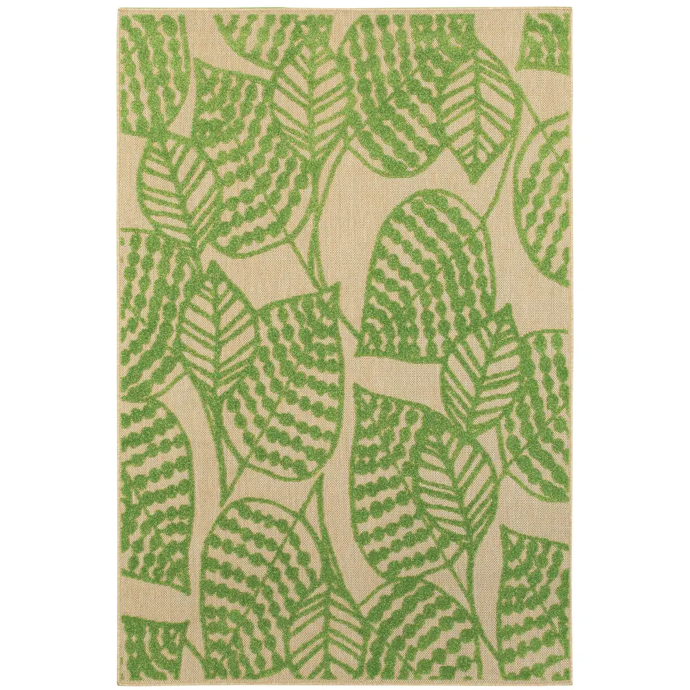 Cayman 566F9 Sand/ Green Indoor/Outdoor Area Rug - 1'10