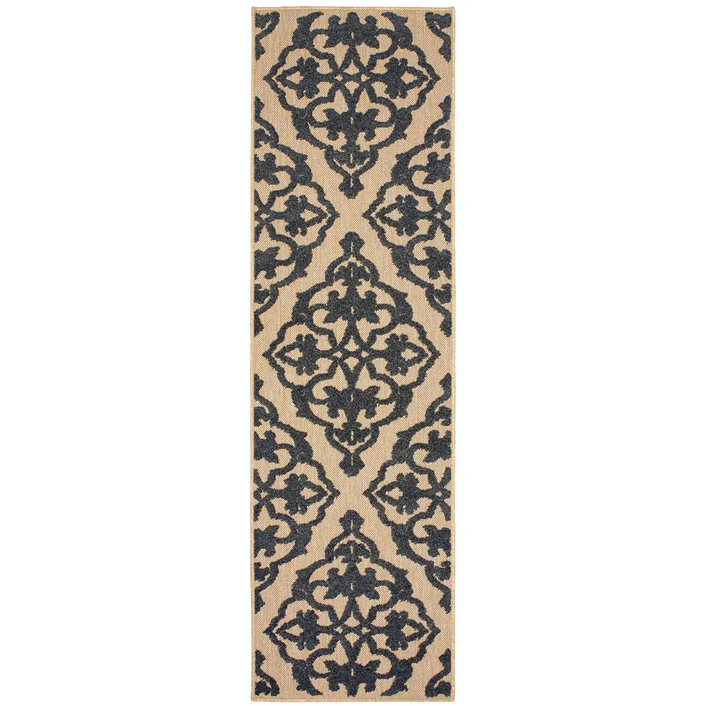 Cayman 001B9 Sand/ Charcoal Indoor/Outdoor Area Rug - 2'3