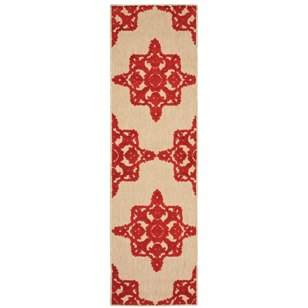 Cayman 097R9 Sand/ Red Indoor/Outdoor Area Rug - 2'3