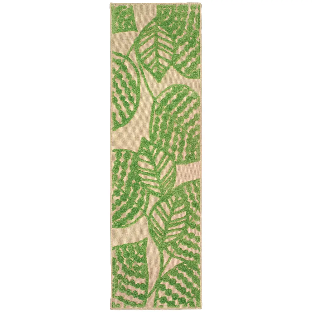Cayman 566F9 Sand/ Green Indoor/Outdoor Area Rug - 2'3