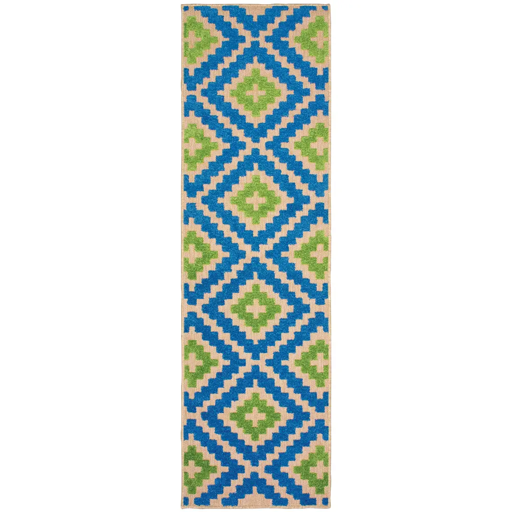 Cayman 2063Z Blue/ Green Indoor/Outdoor Area Rug - 2'3