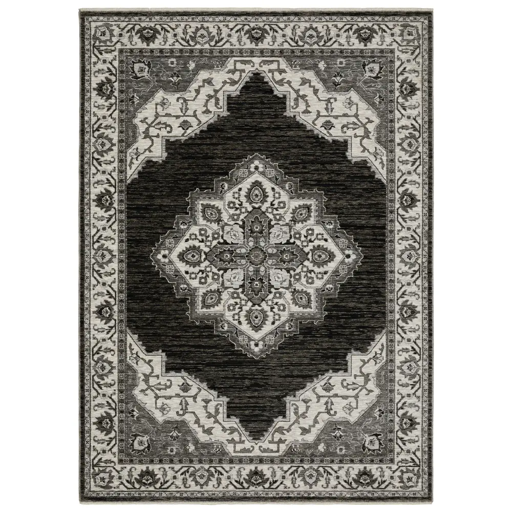 Chamberlain CH05C Charcoal/ Ivory Indoor Area Rug - 3'3