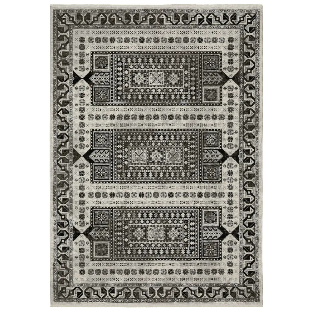 Chamberlain CH01G Ivory/ Charcoal Indoor Area Rug - 9'10