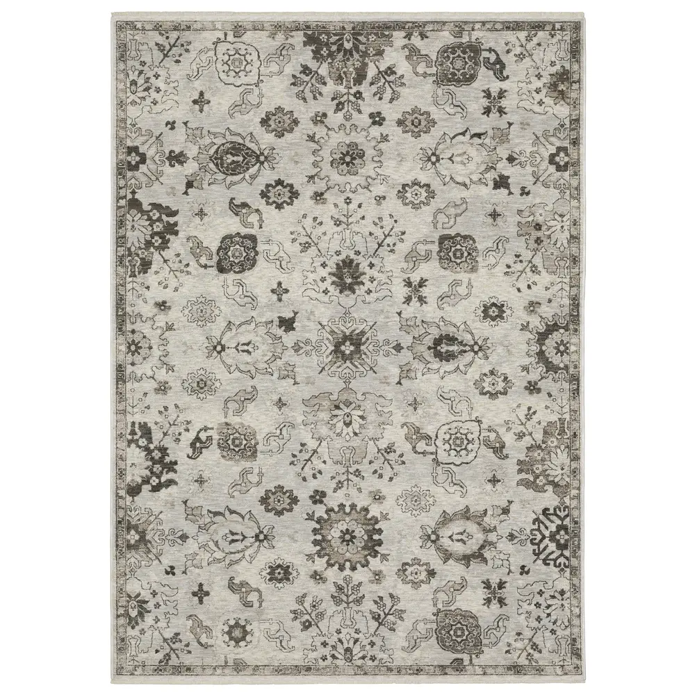 Chamberlain CH06B Ivory/ Grey Indoor Area Rug - 7'10