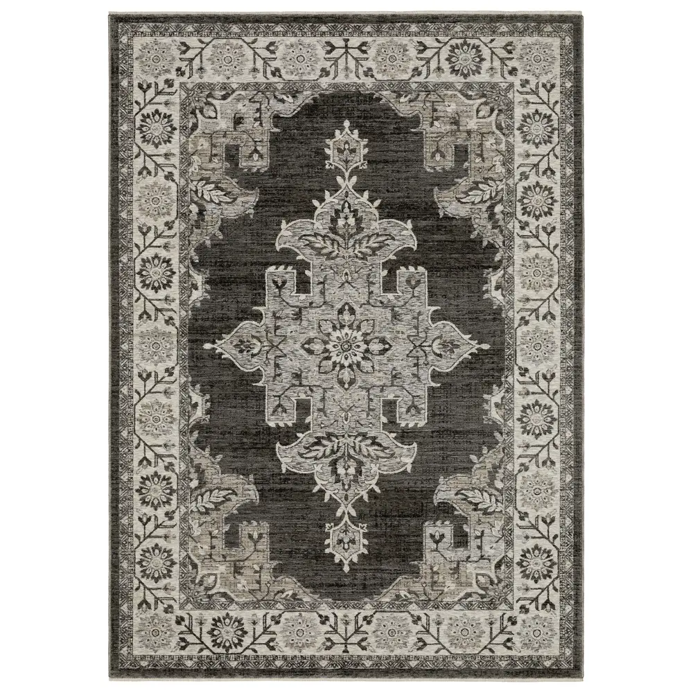 Chamberlain CH08B Grey/ Beige Indoor Area Rug - 5'3